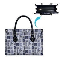 Vintage Aloha Block Quilt Leather Bag Blue Inspired Lei Motifs LT9 - Polynesian Pride