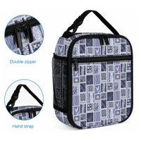 Vintage Aloha Block Quilt Lunch Bag Blue Inspired Lei Motifs LT9 - Polynesian Pride