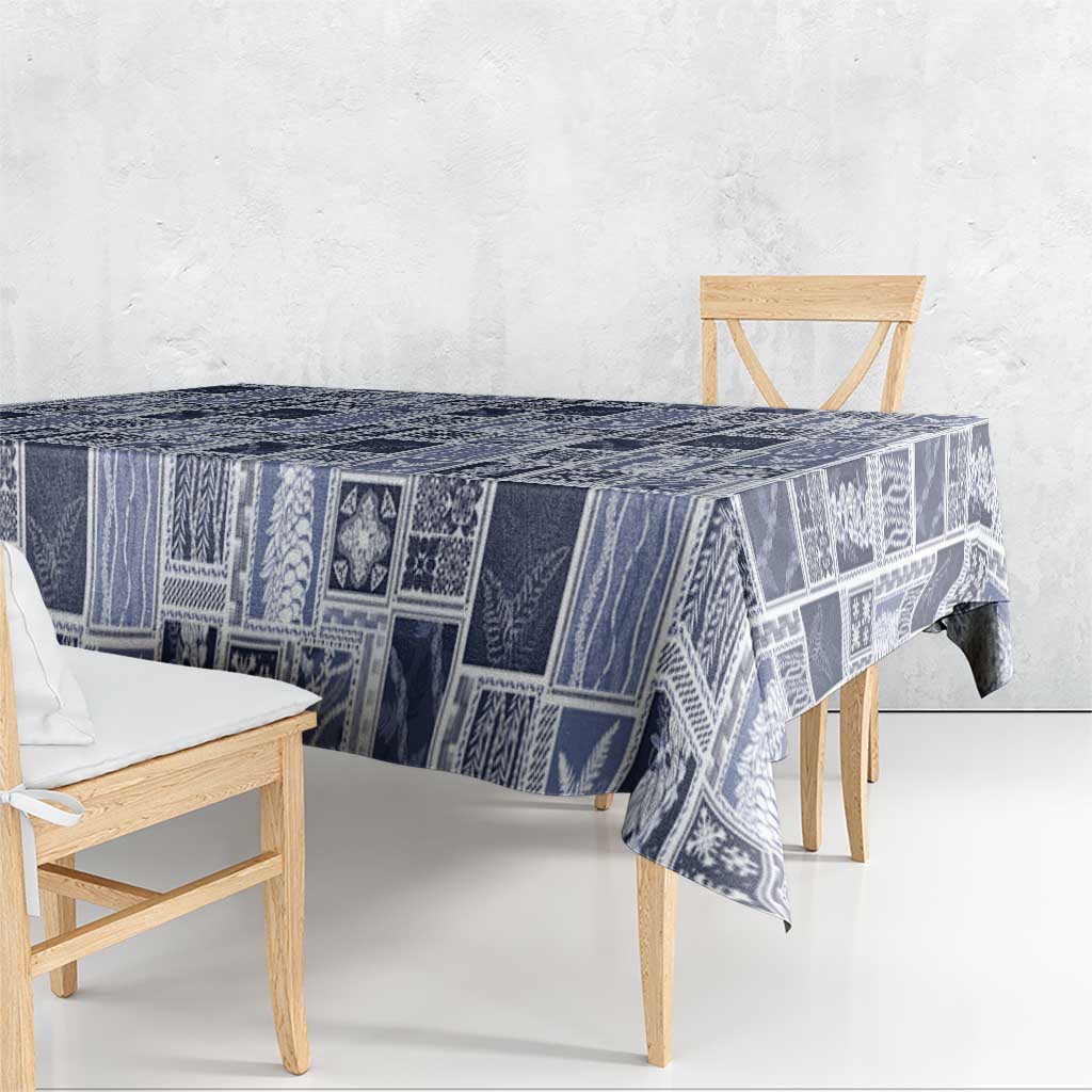 Vintage Aloha Block Quilt Tablecloth Blue Inspired Lei Motifs LT9 - Polynesian Pride