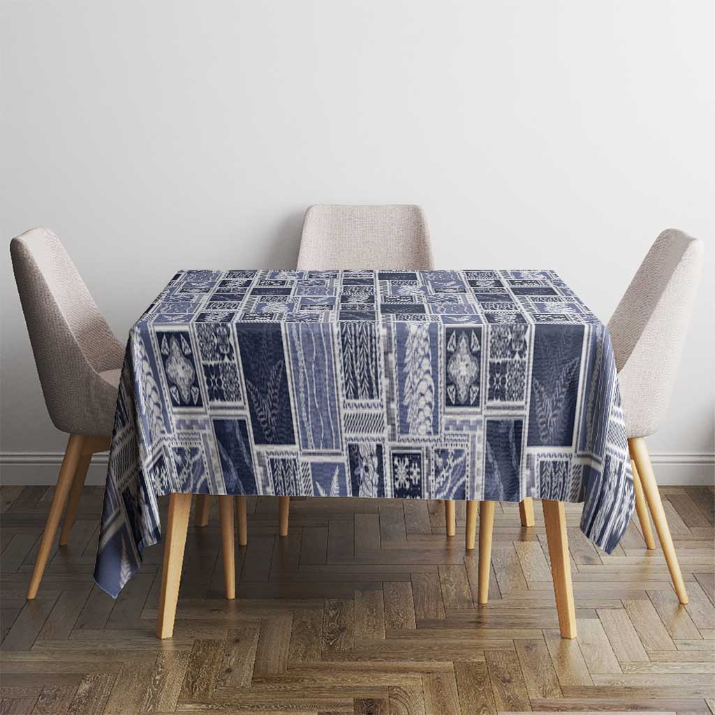 Vintage Aloha Block Quilt Tablecloth Blue Inspired Lei Motifs LT9 - Polynesian Pride