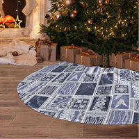 Vintage Aloha Block Quilt Tree Skirt Blue Inspired Lei Motifs LT9 - Polynesian Pride