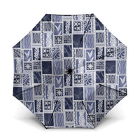 Vintage Aloha Block Quilt Umbrella Blue Inspired Lei Motifs LT9 One Size Folded 11.42 inch Opened Diameter 37.4 inch Blue - Polynesian Pride