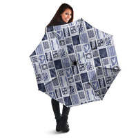 Vintage Aloha Block Quilt Umbrella Blue Inspired Lei Motifs LT9 - Polynesian Pride