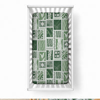 Vintage Aloha Block Quilt Baby Bed Cover Green Inspired Lei Motifs LT9 28 × 52 in Green - Polynesian Pride