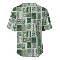Vintage Aloha Block Quilt Baseball Jersey Green Inspired Lei Motifs LT9 - Polynesian Pride