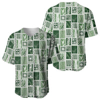 Vintage Aloha Block Quilt Baseball Jersey Green Inspired Lei Motifs LT9 - Polynesian Pride