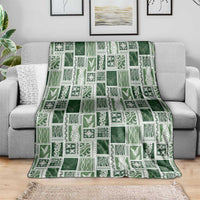 Vintage Aloha Block Quilt Blanket Green Inspired Lei Motifs LT9 - Polynesian Pride