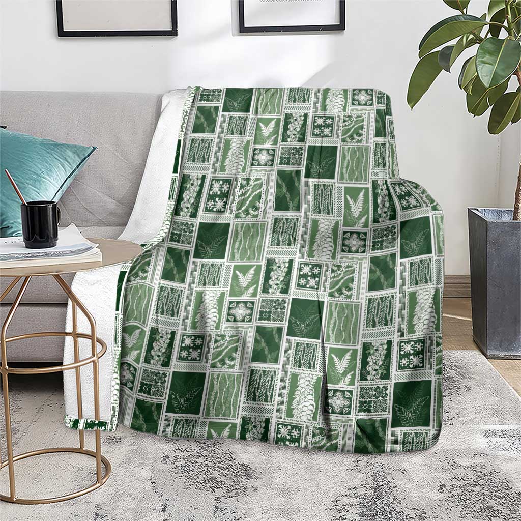 Vintage Aloha Block Quilt Blanket Green Inspired Lei Motifs LT9 - Polynesian Pride