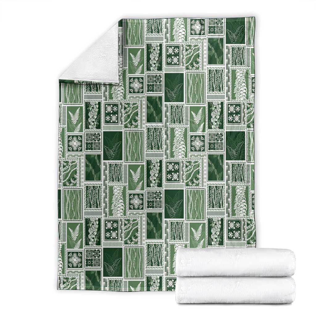 Vintage Aloha Block Quilt Blanket Green Inspired Lei Motifs LT9 - Polynesian Pride