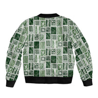 Vintage Aloha Block Quilt Bomber Jacket Green Inspired Lei Motifs LT9 - Polynesian Pride