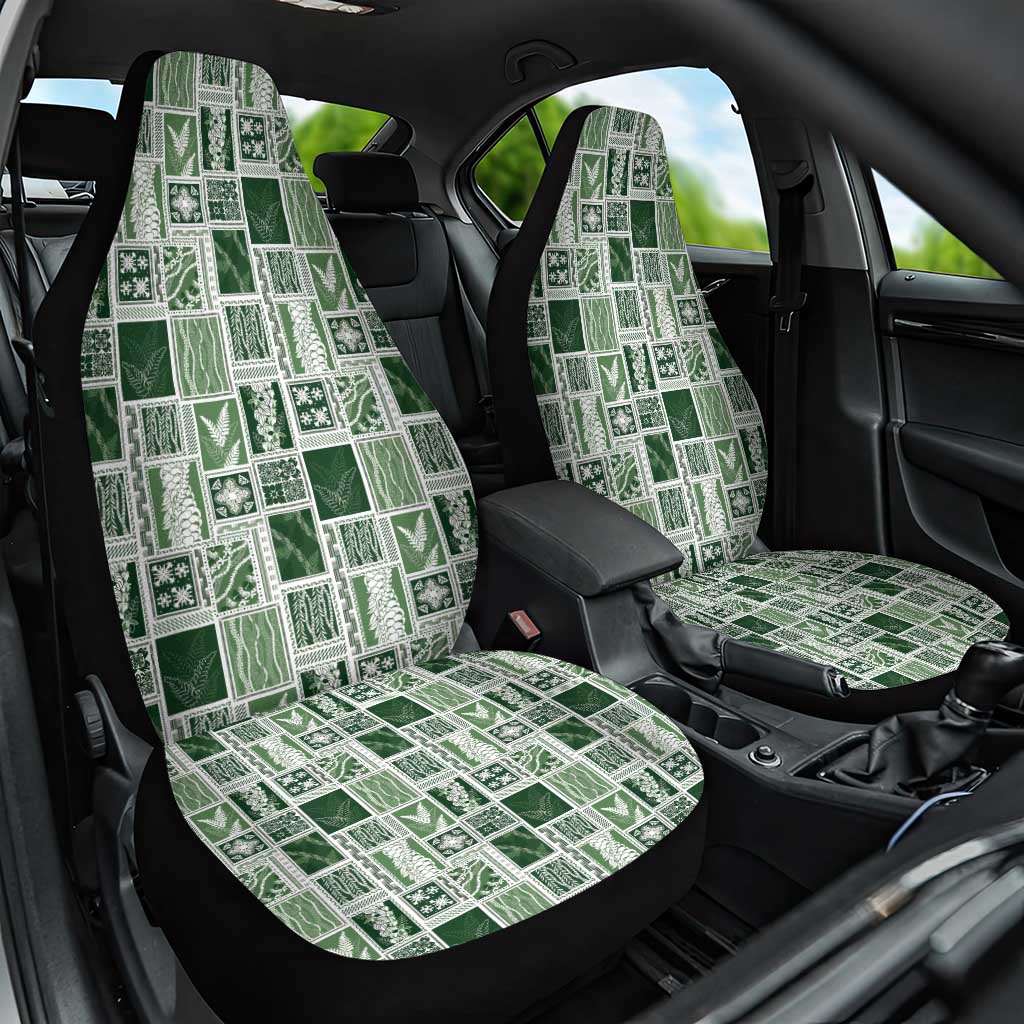Vintage Aloha Block Quilt Car Seat Cover Green Inspired Lei Motifs LT9 One Size Green - Polynesian Pride