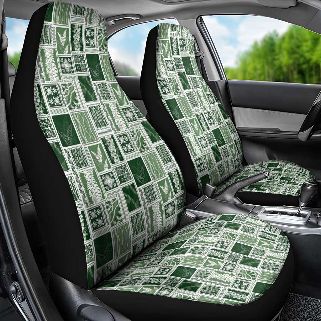 Vintage Aloha Block Quilt Car Seat Cover Green Inspired Lei Motifs LT9 - Polynesian Pride