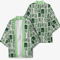 Vintage Aloha Block Quilt Kimono Green Inspired Lei Motifs LT9 - Polynesian Pride