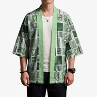 Vintage Aloha Block Quilt Kimono Green Inspired Lei Motifs LT9 - Polynesian Pride