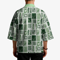 Vintage Aloha Block Quilt Kimono Green Inspired Lei Motifs LT9 - Polynesian Pride
