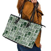 Vintage Aloha Block Quilt Leather Tote Bag Green Inspired Lei Motifs LT9 - Polynesian Pride