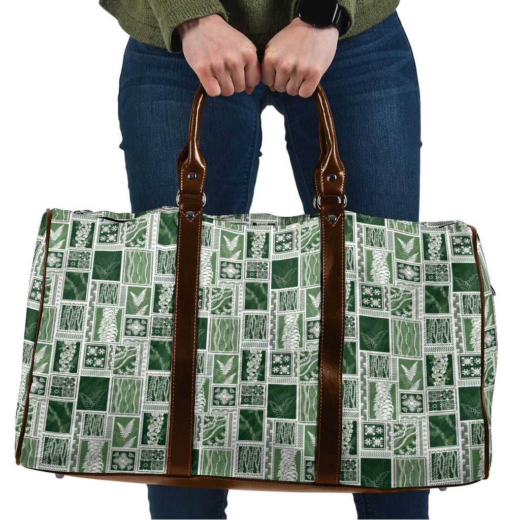 Vintage Aloha Block Quilt Travel Bag Green Inspired Lei Motifs LT9 Green - Polynesian Pride
