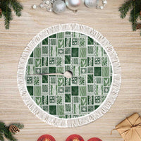 Vintage Aloha Block Quilt Tree Skirt Green Inspired Lei Motifs LT9 Fringed Green - Polynesian Pride