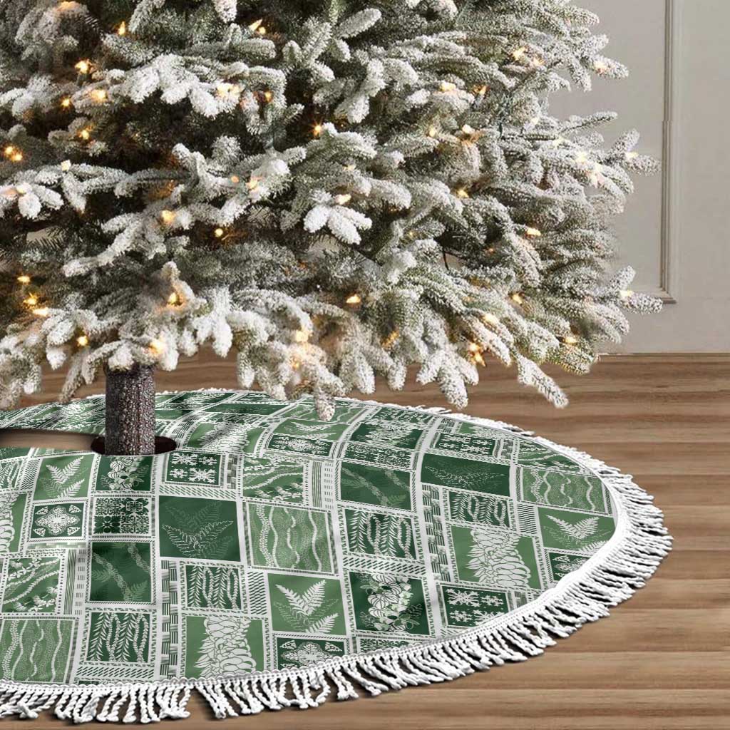Vintage Aloha Block Quilt Tree Skirt Green Inspired Lei Motifs LT9 - Polynesian Pride