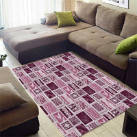 Vintage Aloha Block Quilt Area Rug Pink Inspired Lei Motifs LT9 - Polynesian Pride
