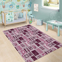 Vintage Aloha Block Quilt Area Rug Pink Inspired Lei Motifs LT9 - Polynesian Pride