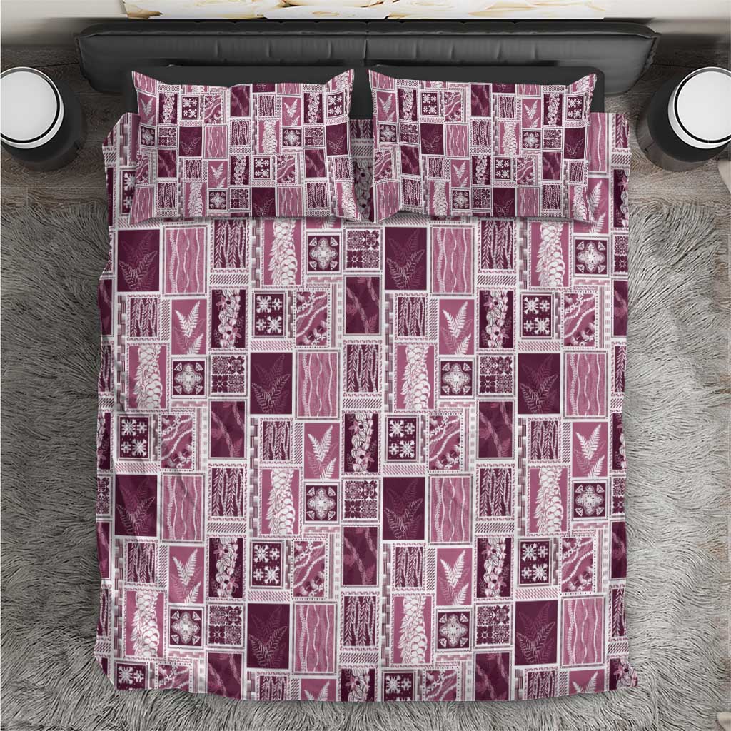 Vintage Aloha Block Quilt Bedding Set Pink Inspired Lei Motifs LT9 Pink - Polynesian Pride