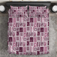 Vintage Aloha Block Quilt Bedding Set Pink Inspired Lei Motifs LT9 Pink - Polynesian Pride