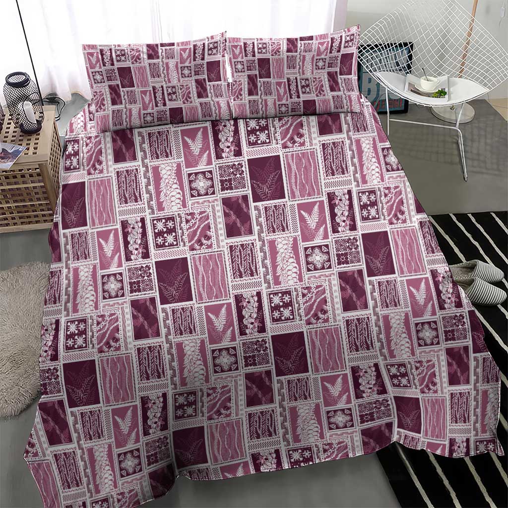 Vintage Aloha Block Quilt Bedding Set Pink Inspired Lei Motifs LT9 - Polynesian Pride