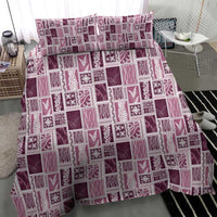 Vintage Aloha Block Quilt Bedding Set Pink Inspired Lei Motifs LT9 - Polynesian Pride