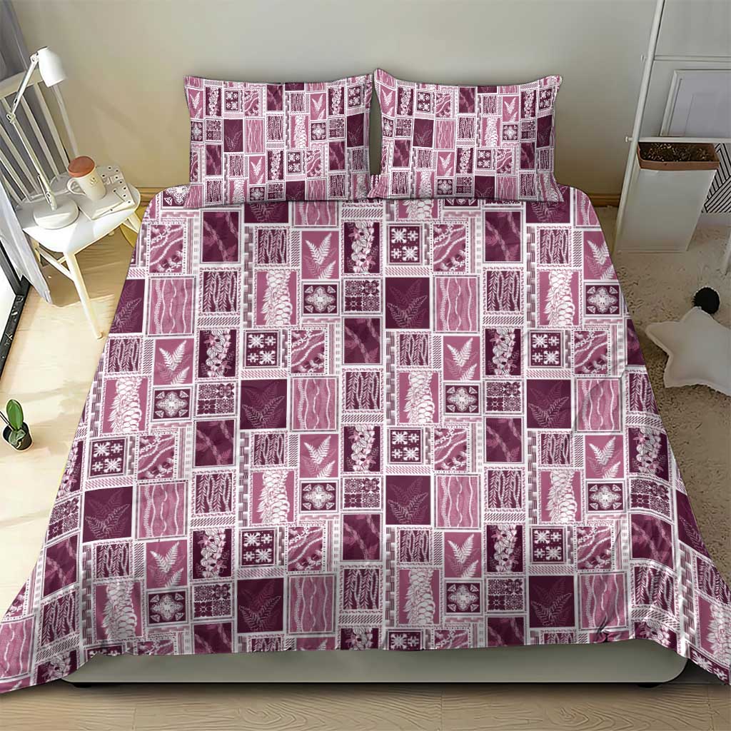 Vintage Aloha Block Quilt Bedding Set Pink Inspired Lei Motifs LT9 - Polynesian Pride