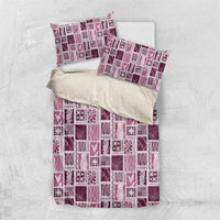 Vintage Aloha Block Quilt Bedding Set Pink Inspired Lei Motifs LT9 US Twin 172cm x 218cm Pink - Polynesian Pride