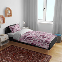 Vintage Aloha Block Quilt Bedding Set Pink Inspired Lei Motifs LT9 - Polynesian Pride