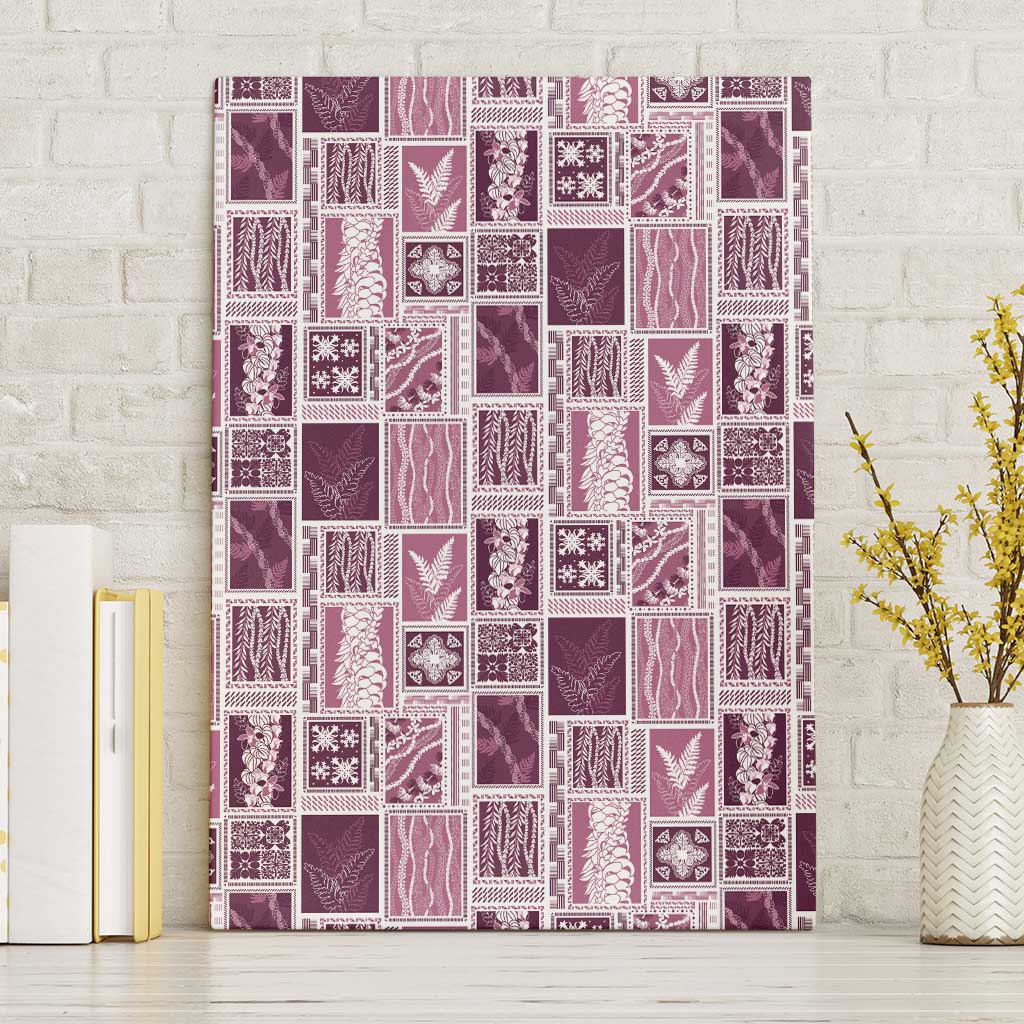 Vintage Aloha Block Quilt Canvas Wall Art Pink Inspired Lei Motifs LT9 Without Frame Pink - Polynesian Pride