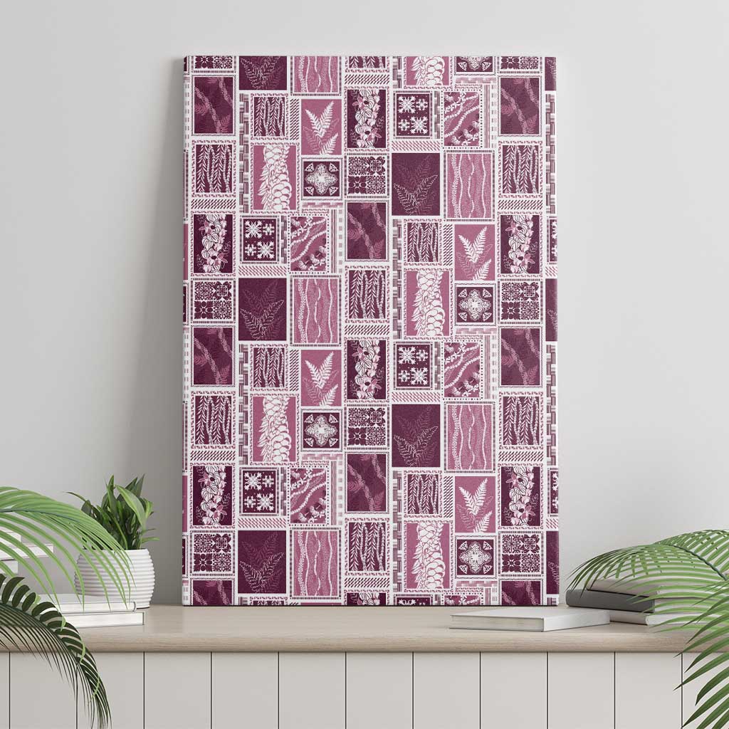 Vintage Aloha Block Quilt Canvas Wall Art Pink Inspired Lei Motifs LT9 - Polynesian Pride