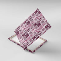 Vintage Aloha Block Quilt Canvas Wall Art Pink Inspired Lei Motifs LT9 With Frame Pink - Polynesian Pride