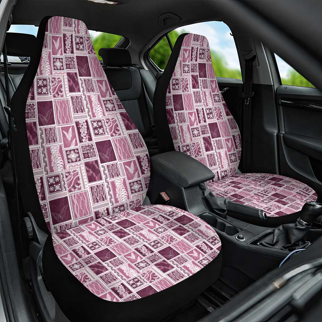 Vintage Aloha Block Quilt Car Seat Cover Pink Inspired Lei Motifs LT9 One Size Pink - Polynesian Pride