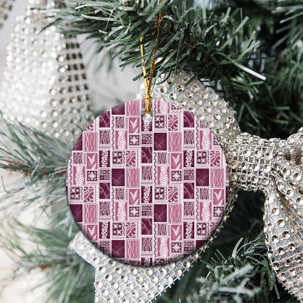 Vintage Aloha Block Quilt Ceramic Ornament Pink Inspired Lei Motifs LT9 - Polynesian Pride