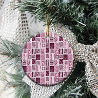 Vintage Aloha Block Quilt Ceramic Ornament Pink Inspired Lei Motifs LT9 - Polynesian Pride