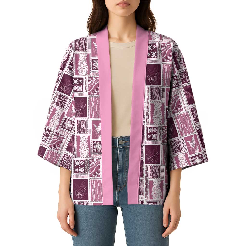 Vintage Aloha Block Quilt Kimono Pink Inspired Lei Motifs LT9 - Polynesian Pride