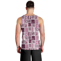 Vintage Aloha Block Quilt Men Tank Top Pink Inspired Lei Motifs LT9 - Polynesian Pride