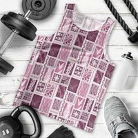 Vintage Aloha Block Quilt Men Tank Top Pink Inspired Lei Motifs LT9 - Polynesian Pride