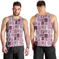 Vintage Aloha Block Quilt Men Tank Top Pink Inspired Lei Motifs LT9 - Polynesian Pride