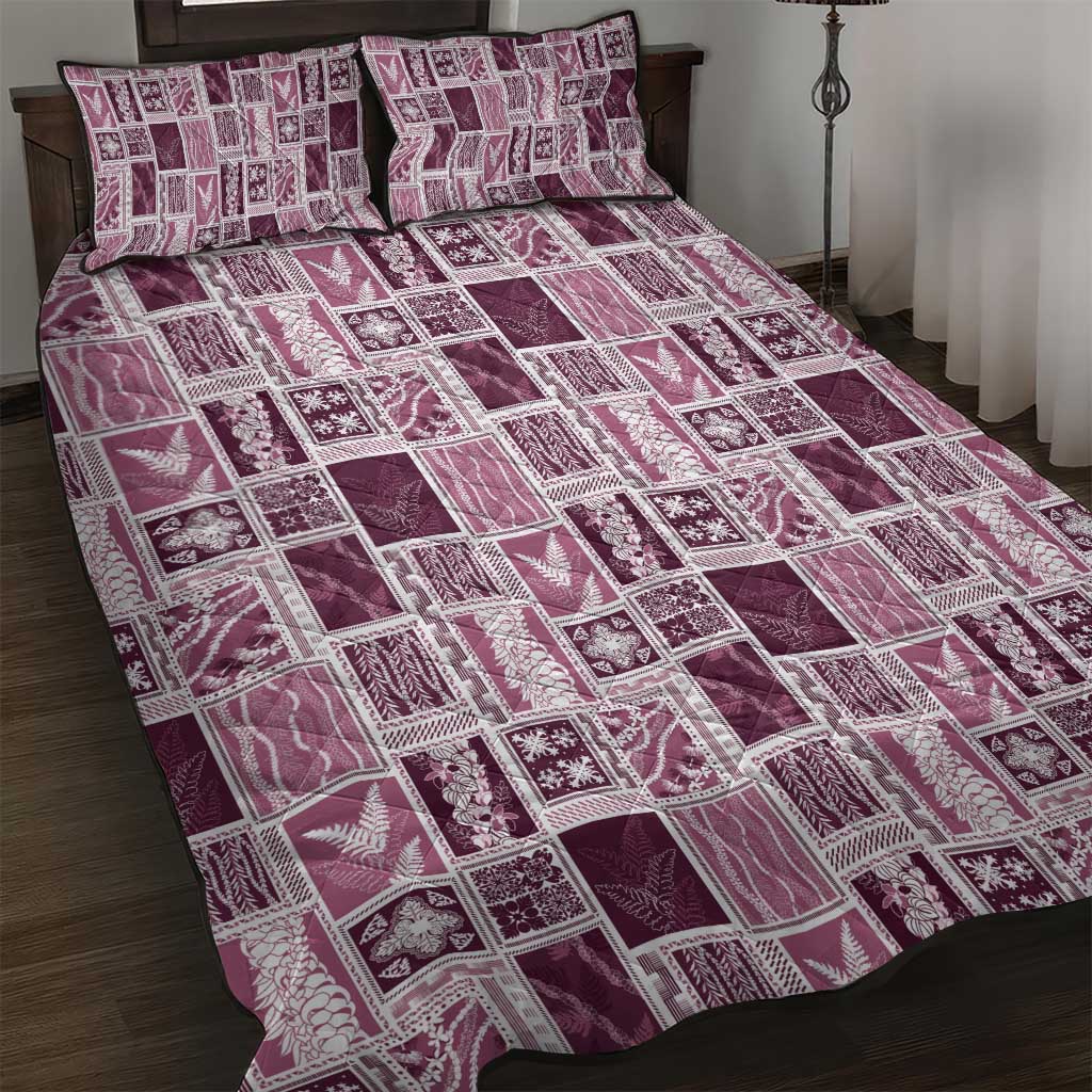 Vintage Aloha Block Quilt Quilt Bed Set Pink Inspired Lei Motifs LT9 Pink - Polynesian Pride