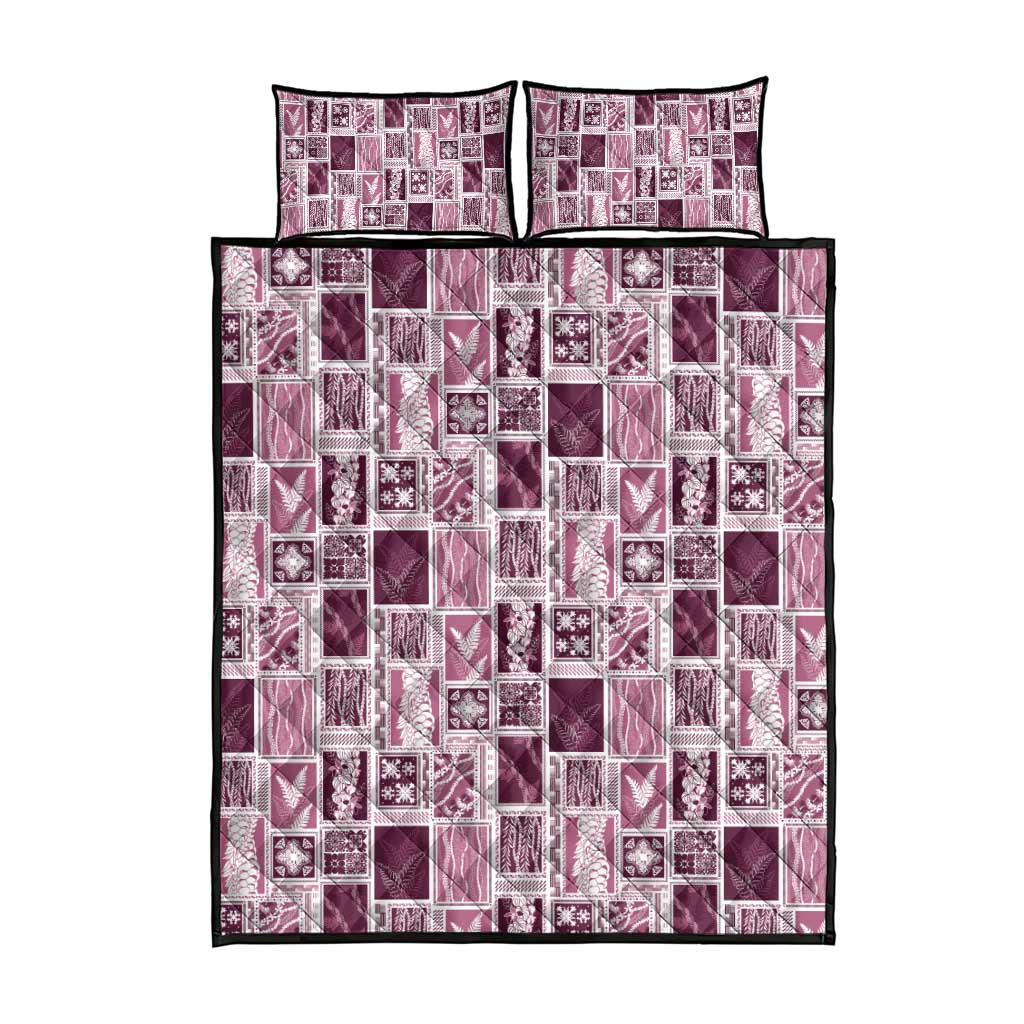 Vintage Aloha Block Quilt Quilt Bed Set Pink Inspired Lei Motifs LT9 - Polynesian Pride