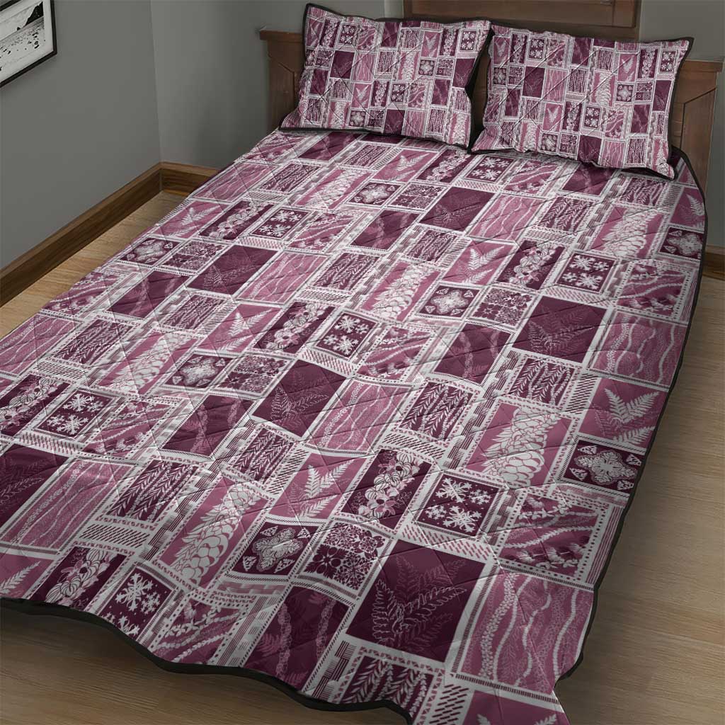 Vintage Aloha Block Quilt Quilt Bed Set Pink Inspired Lei Motifs LT9 - Polynesian Pride