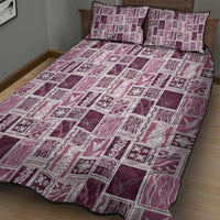 Vintage Aloha Block Quilt Quilt Bed Set Pink Inspired Lei Motifs LT9 - Polynesian Pride
