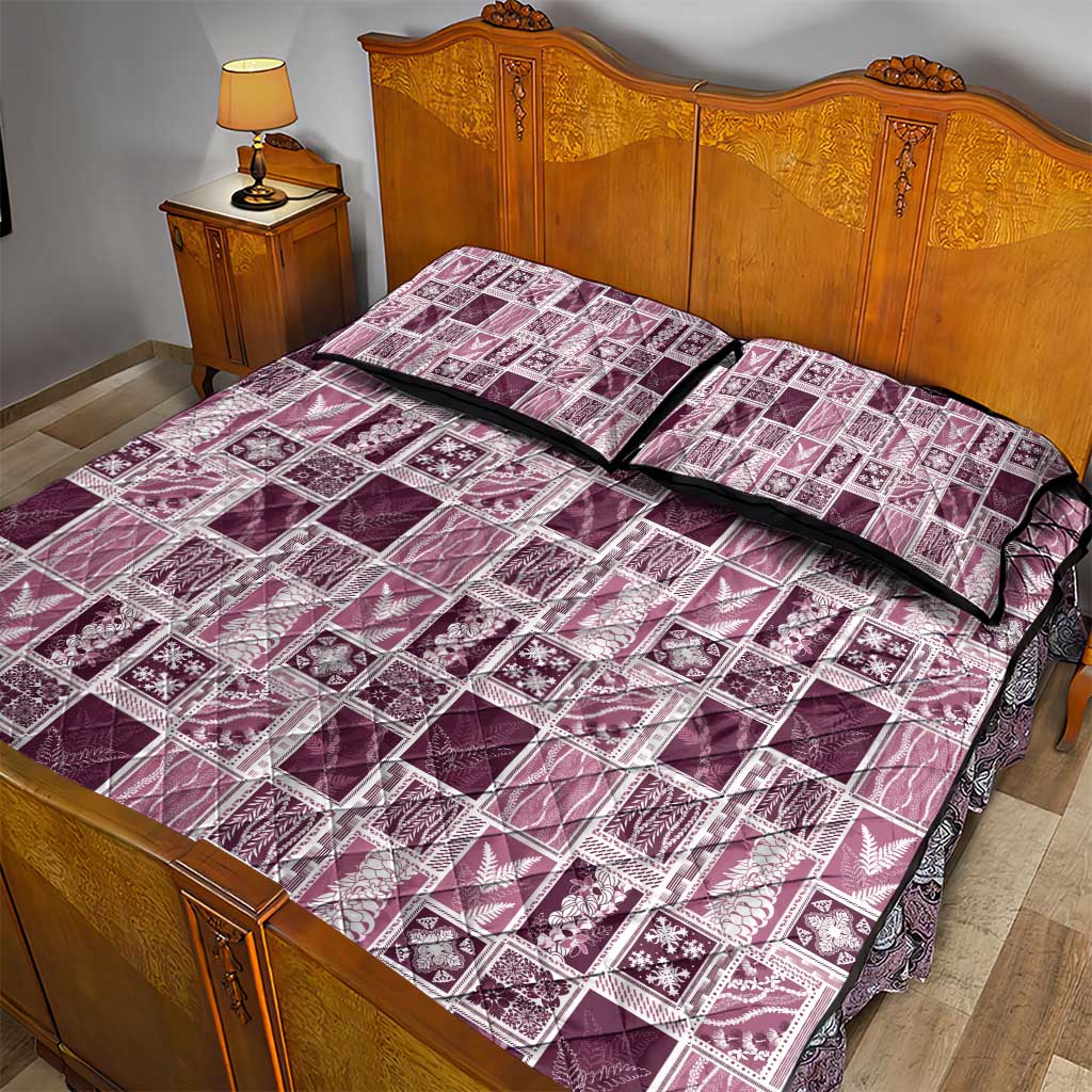 Vintage Aloha Block Quilt Quilt Bed Set Pink Inspired Lei Motifs LT9 - Polynesian Pride