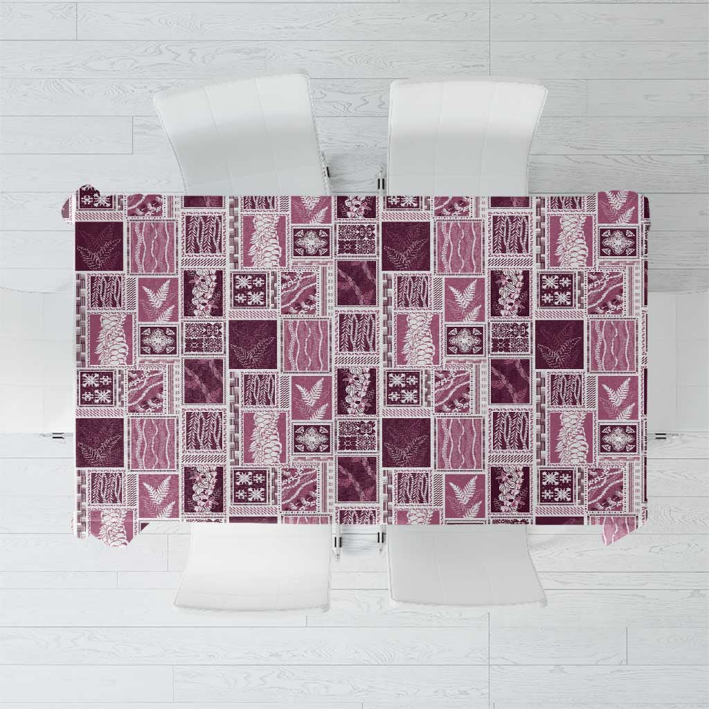 Vintage Aloha Block Quilt Tablecloth Pink Inspired Lei Motifs LT9 Pink - Polynesian Pride