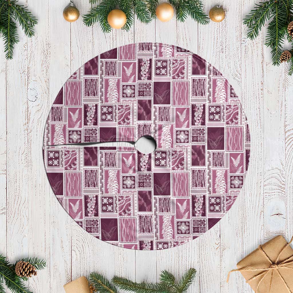 Vintage Aloha Block Quilt Tree Skirt Pink Inspired Lei Motifs LT9 Casual Pink - Polynesian Pride