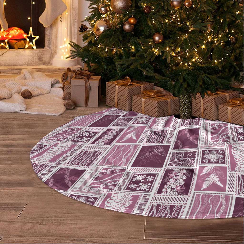 Vintage Aloha Block Quilt Tree Skirt Pink Inspired Lei Motifs LT9 - Polynesian Pride
